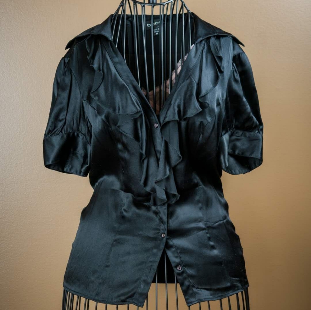 VTG BeBe Black Silk Blouse